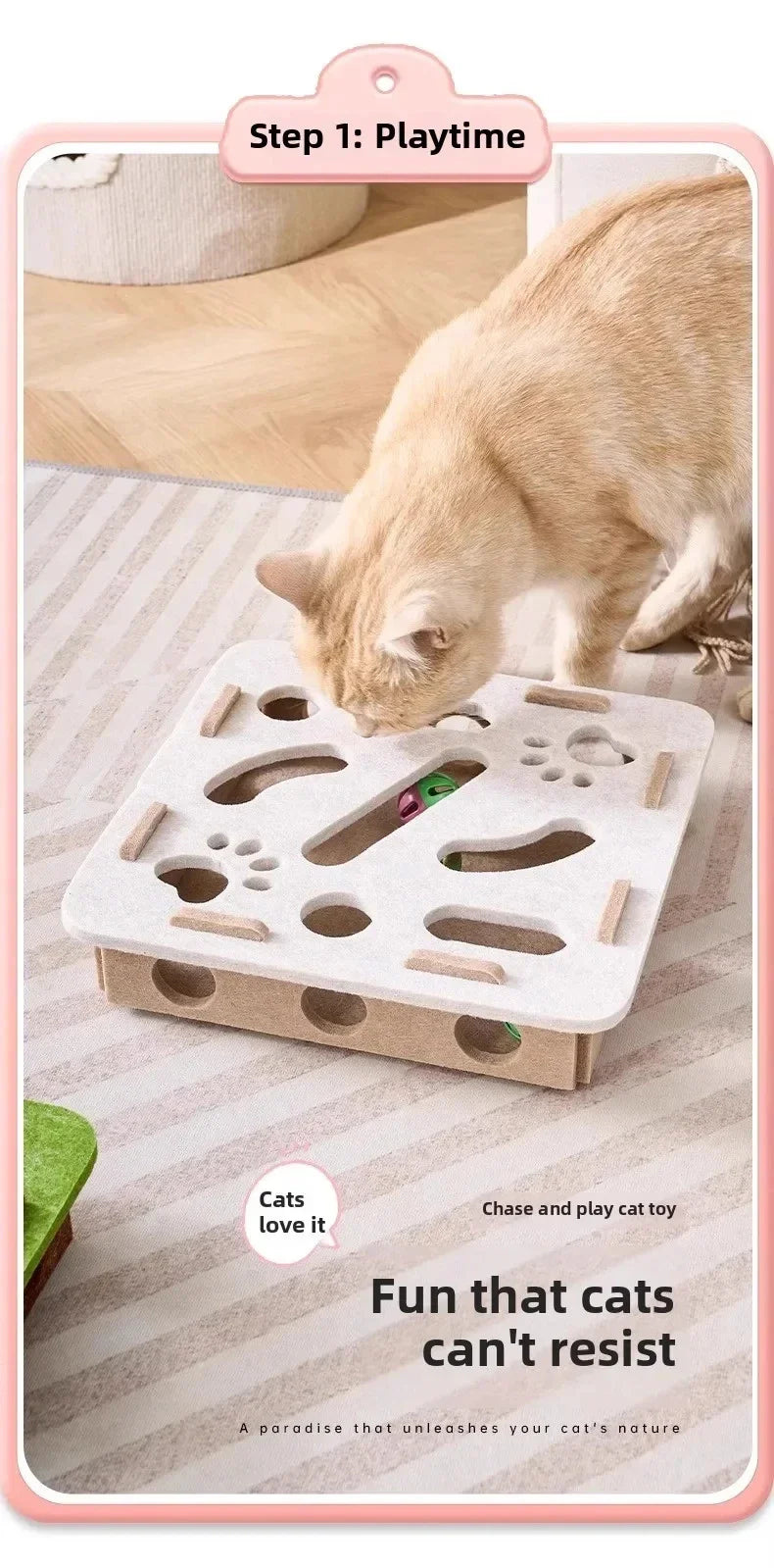 Cat Puzzle Toy Felt Puzzle Box Cat Exercise Toy With Ball Indoor Sports Entertainment Hunting Cat Toys For Indoor Cats - Smarsty