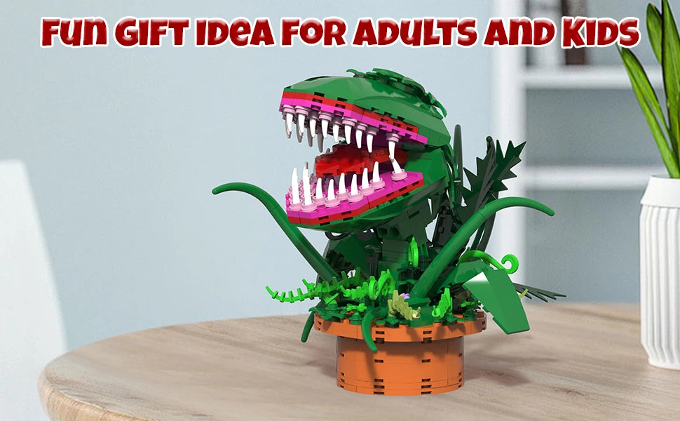 Audrey 2 Piranha Plant Bricks Compatible with Lego, Little Shop of Horrors Flowers Building Blocks, Gift for Halloween Christmas - Smarsty