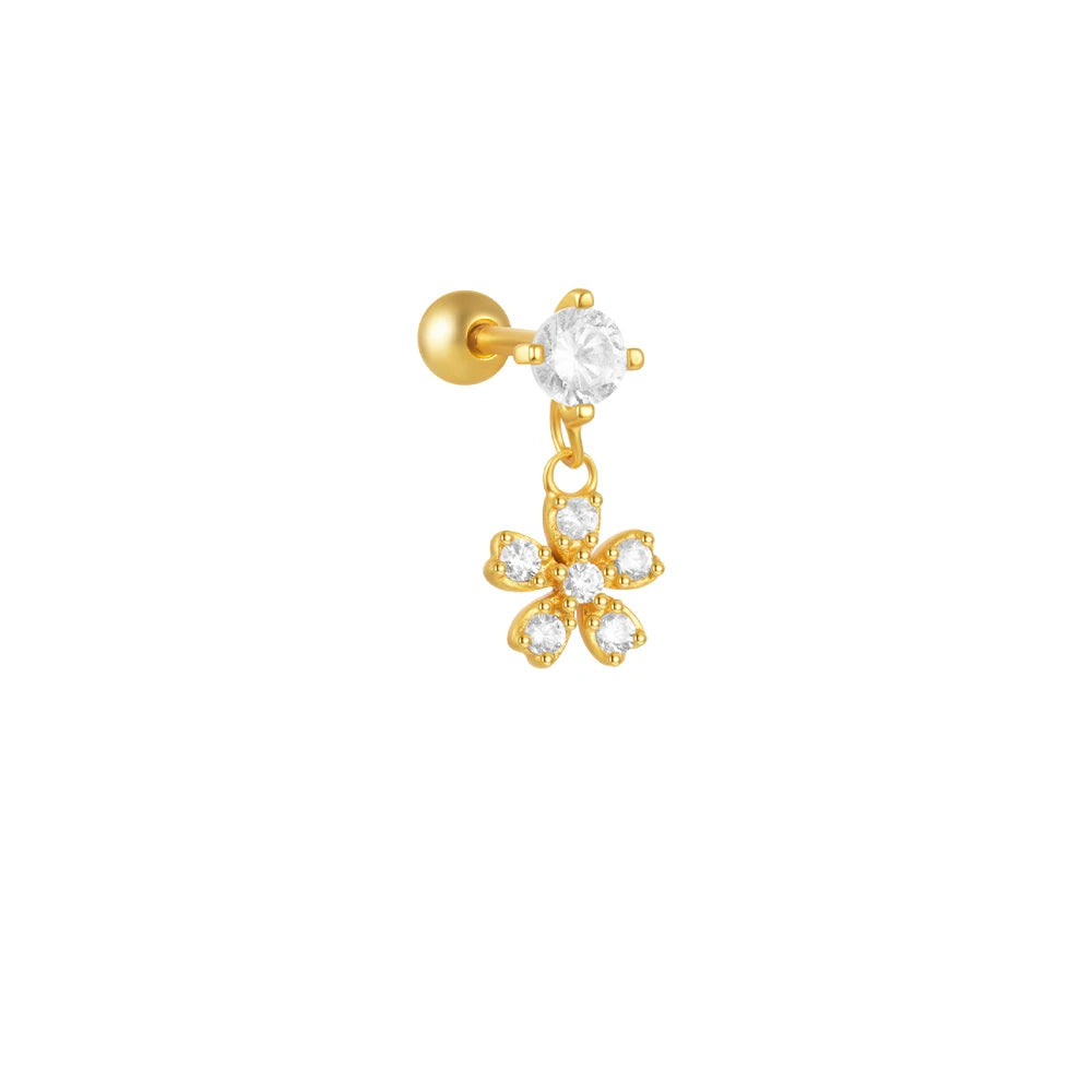 Sterling Silver Heart Zircon Stud Earrings Elegant Gift - Smarsty