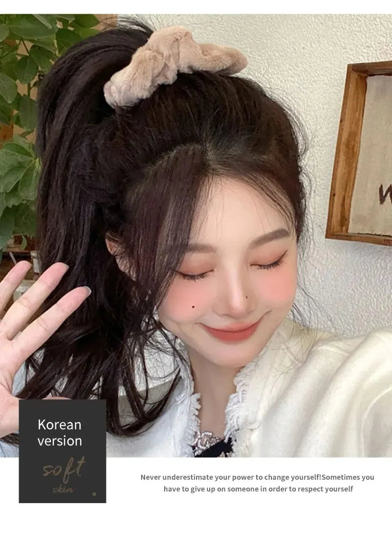 Plush Hair Scrunchies Set Soft Elastic Ponytail Holders - Smarsty