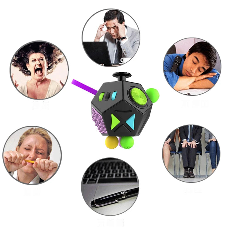 6/12 Sides Cube Decompression Toy Rainbow Stress Relief Autism ADHD OCD Anxiety Sensory Toys Fingertip Desk Toy for Kids Adult by Smarsty