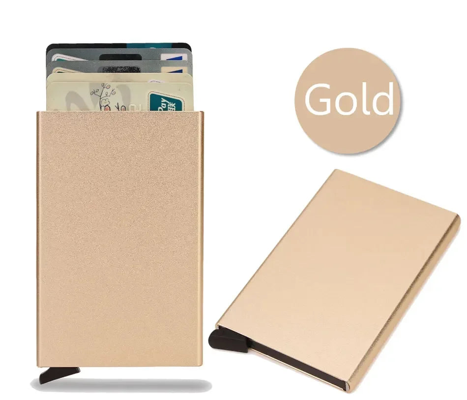 Anti Rfid Blocking Smart Wallet for Men Women ID Bank Credit Card Holder Metal Thin Slim Women Wallets Pop Up Minimalist Purse