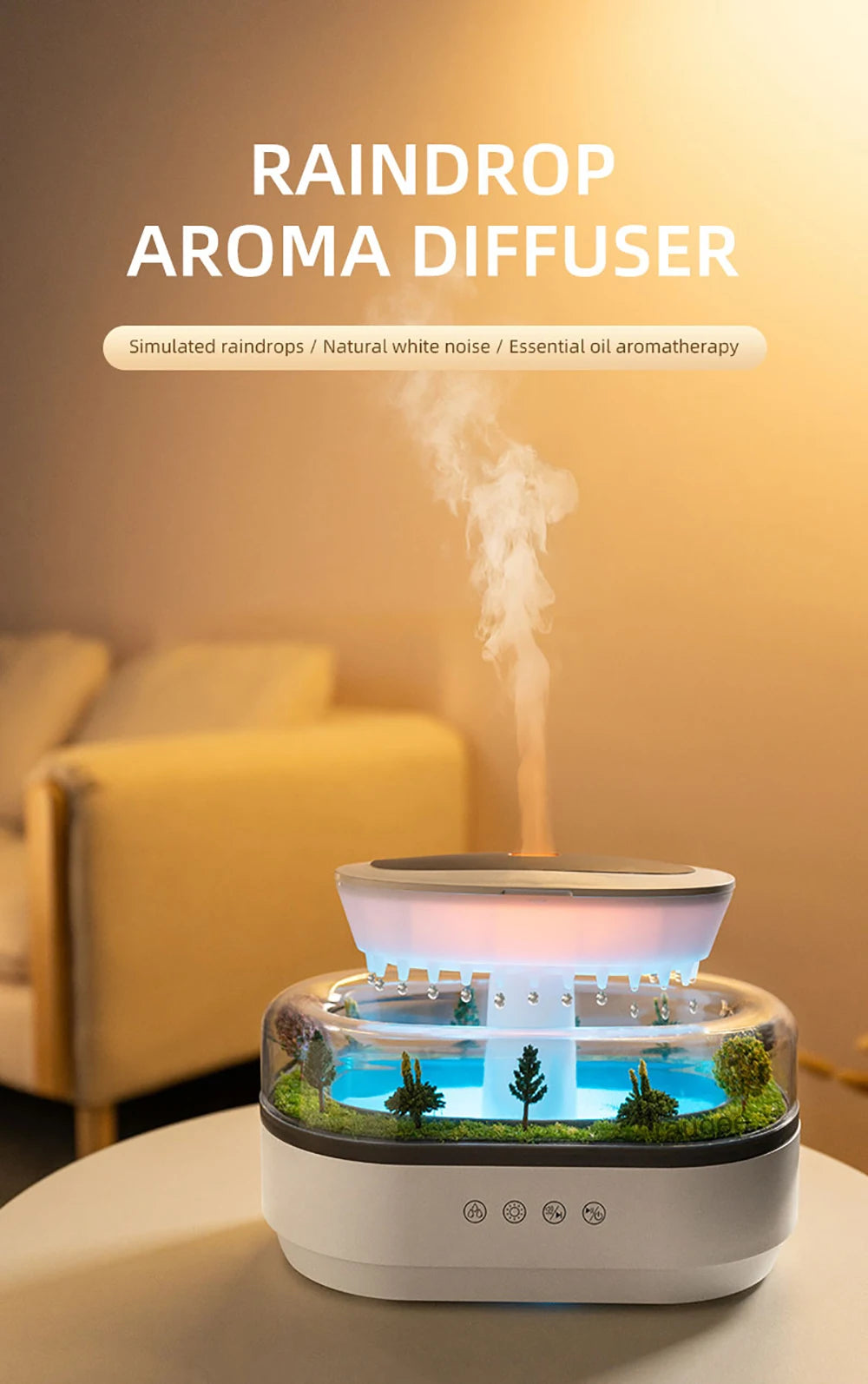 Colorful Ultrasonic Aroma Humidifier With Essential Oil Diffuser - Smarsty