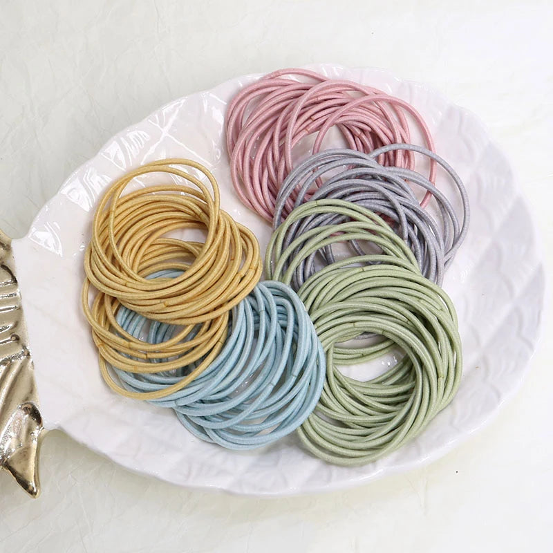 100Pcs Thin Hair Ties Elastic Bands No Crease Holds - Smarsty