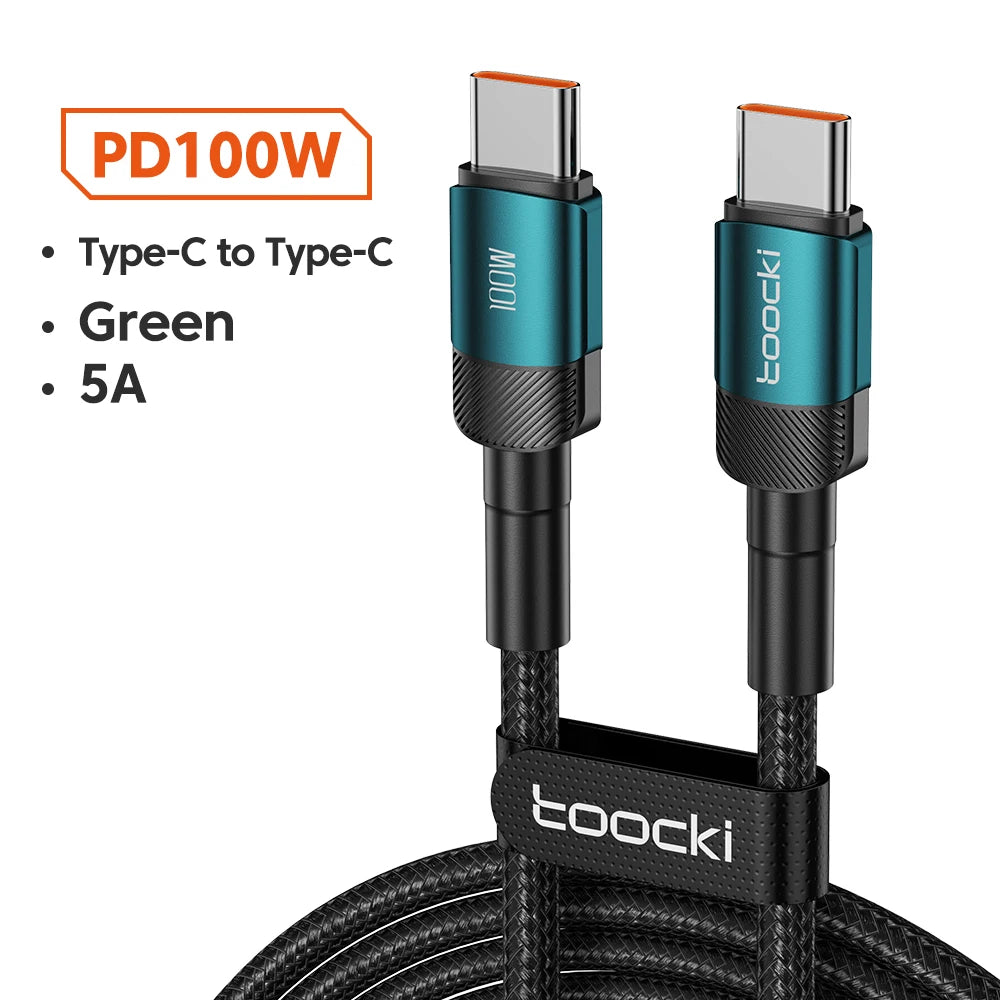 Toocki 100W Type C to USB C Cable PD 3.0 Quick Charge 4.0 Fast Charging Type C to Type C for iPhone 15 Macbook Samsung Xiaomi - Smarsty