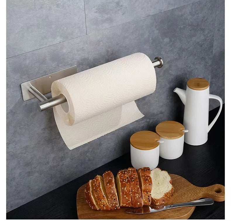 Adhesive Stainless Steel Paper Towel Holder for Easy Storage - Smarsty