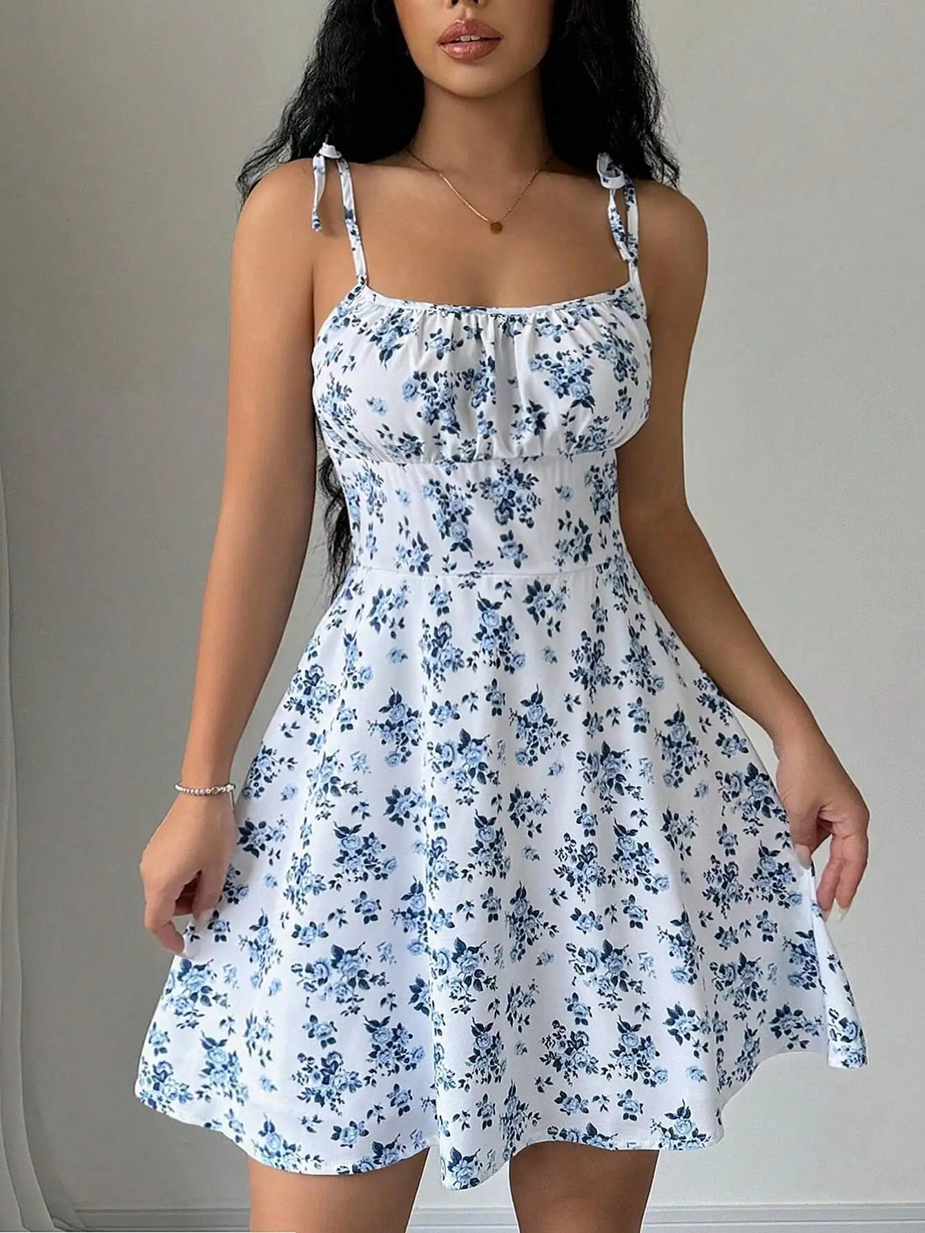 Women's Summer Floral Spaghetti Strap Beach Short Dress,Womens Dresses,Woman Clothing,Woman Clothes,Sundress,New In Dress 2025 - Smarsty