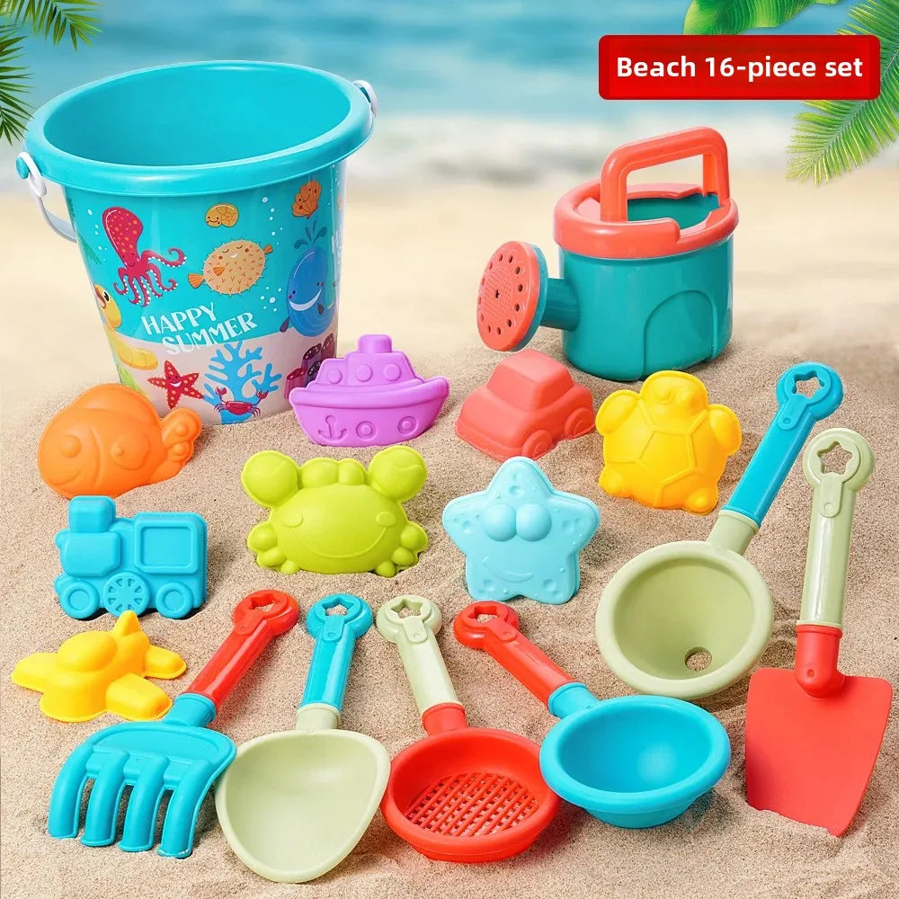 Summer Beach Set Toys For Kids Digging Sand Plastic Bucket Watering Bottle Shovels Children Beach Water Game Toys Tools