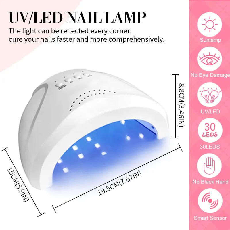 Nail Gel Polish Kit with Nail Drill and UV Light for Beginner Whole Nails Set Professional Manicure Salon & Home Art Tools Kit