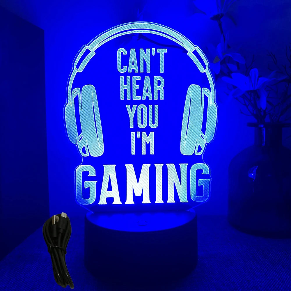 Neon Gamer 3D LED Night Light for Kids - Smarsty