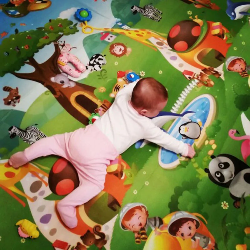 Baby Play Mat Doubel Sided Animals Kids Rug Educational Toys for Children Soft Floor Toddler Crawling Carpet Game Activity Gym by Smarsty