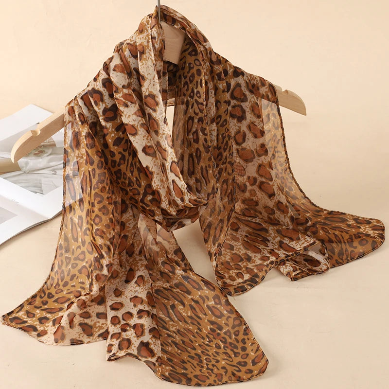 Women Print Chiffon Scarf Lightweight Sunscreen Shawl Wrap - Smarsty
