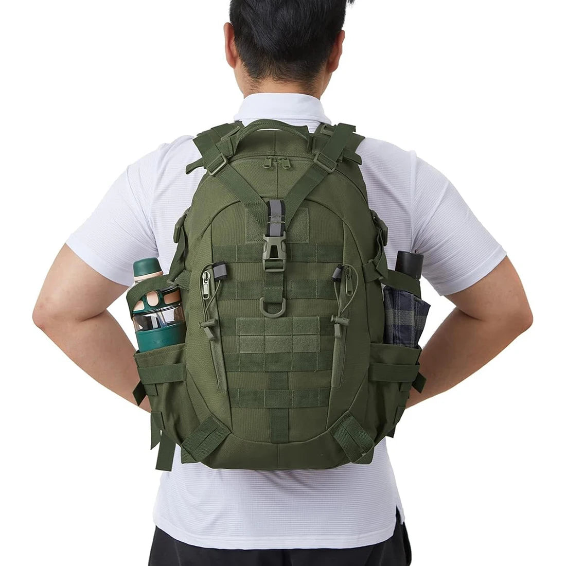 40L Tactical Backpack for Men Camping Hiking Backpacks Reflective Outdoor Travel Bags Survival Molle Climbing Rucksack Bag - Smarsty