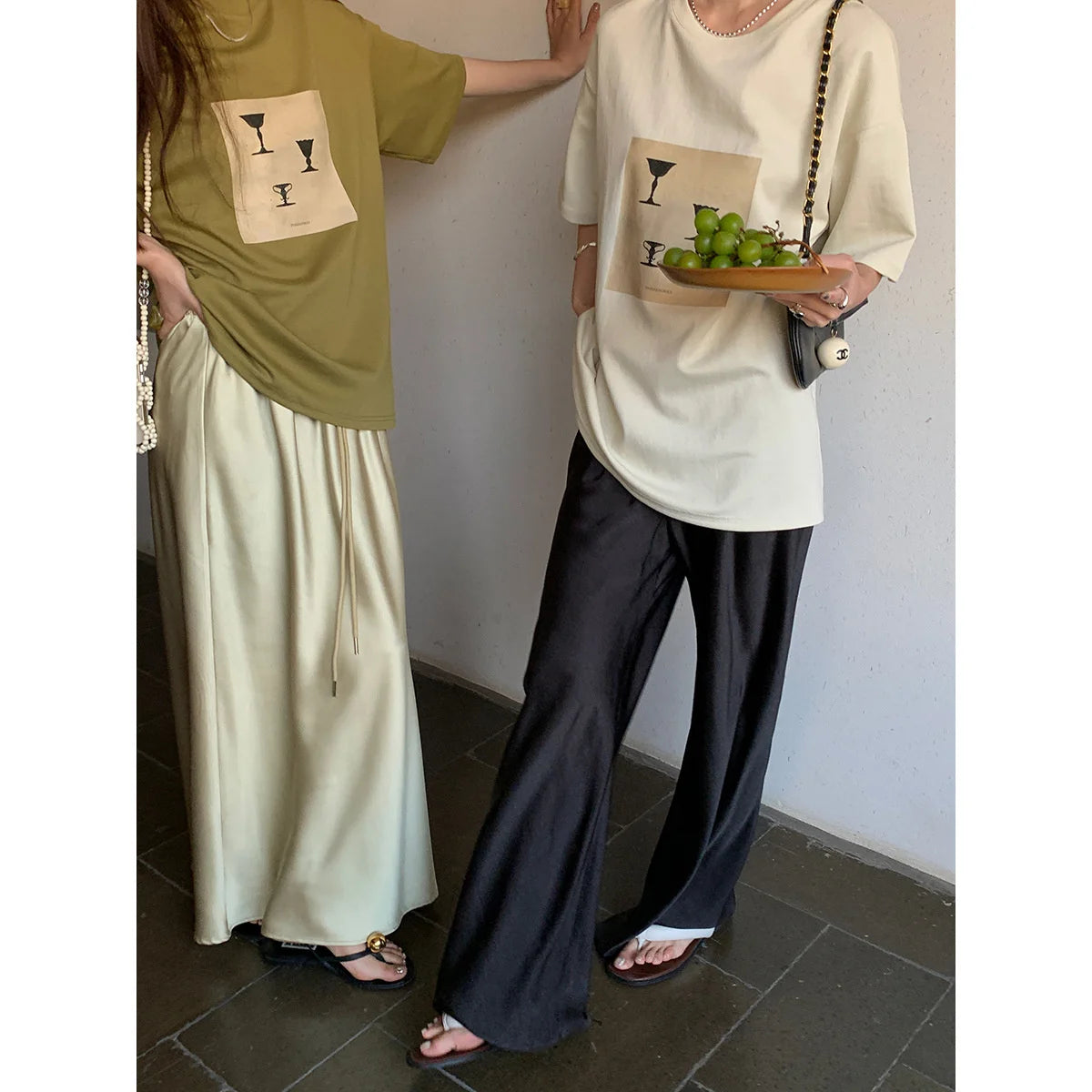 Satin Wide Leg Pants Long Floor Casual Pants Women's Summer - Smarsty