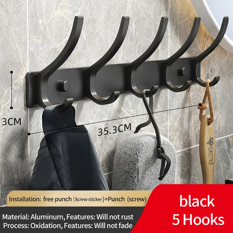 Black and White Folding Robe Hooks for Bathroom Storage - Smarsty