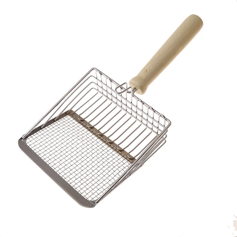 Stainless Steel Cat Litter Scoop With Wooden Handle - Smarsty