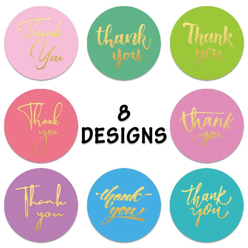 50-500pcs 1inch Blue Thank You Stickers For Envelope Sealing Labels Stationery Supplies Handmade Wedding Gift Decoration Sticker - Smarsty