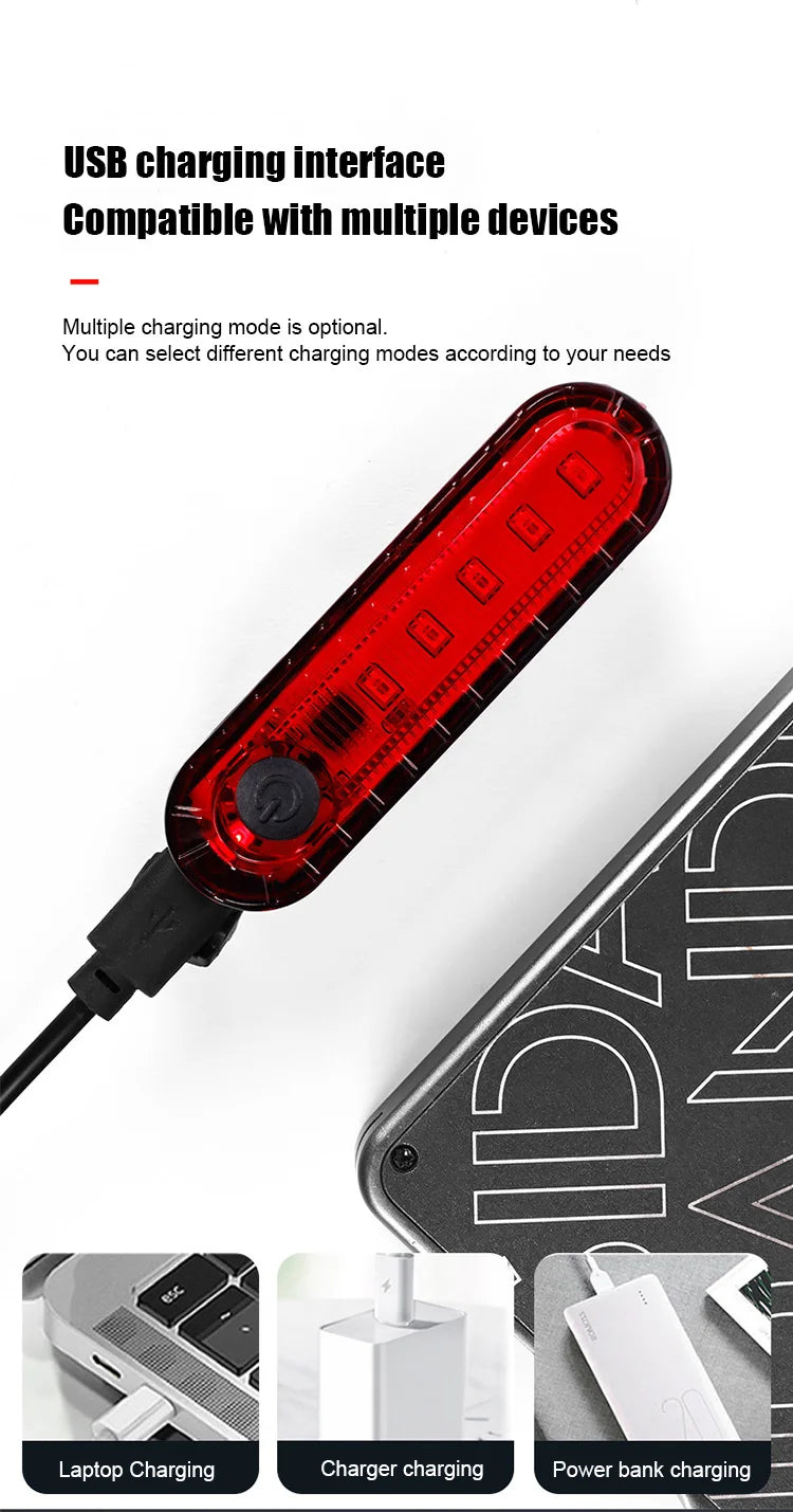 Rear Bike Tail Light USB Rechargeable Ultra Bright Taillights Fit On Bicycle Easy to Install for Cycling Safety Bicycle Light - Smarsty