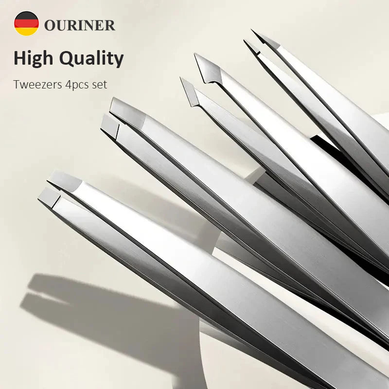 Ouriner Stainless Steel Eyebrow Tweezers Set for Precision Hair Removal - Smarsty