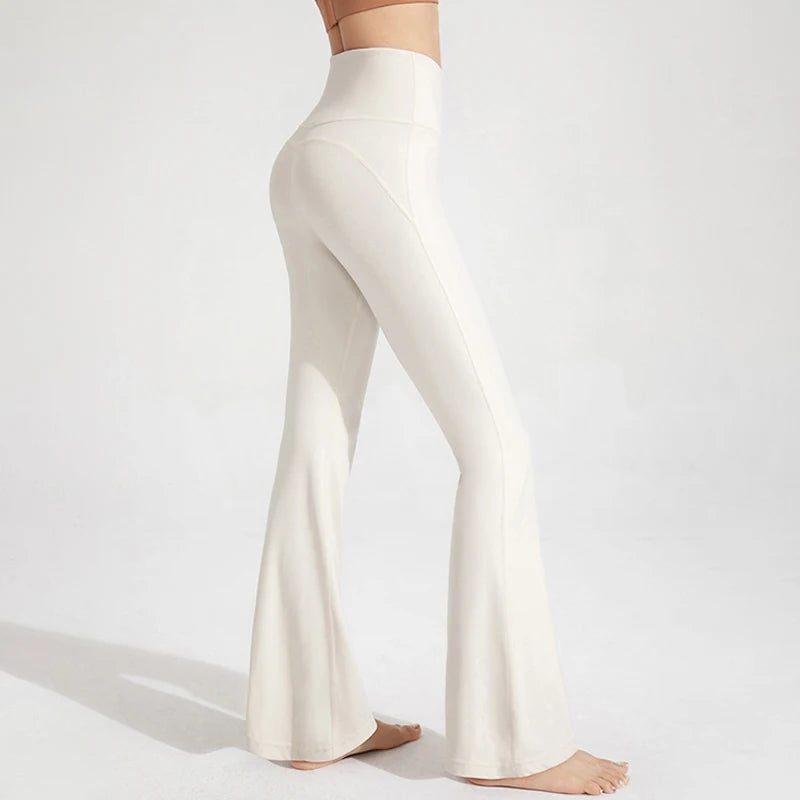 Naked High Waisted Waist Cinching Hip Lifting Fitness Exercise Elastic Bell Bottom Pants Women Casual Outdoor Running Yoga Pants - Smarsty