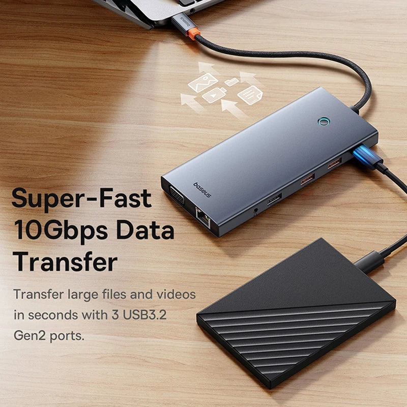USB-C Hub 4K Ultra HDMI Multiport RJ45 VGA PD 100W