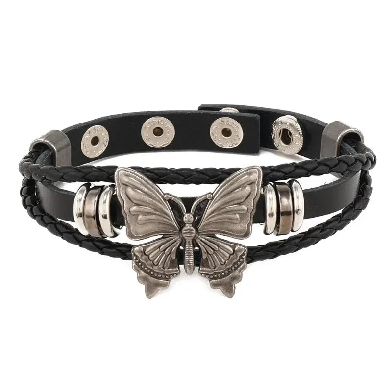 Unisex PU Leather Punk Bracelet with Spikes and Skull - Smarsty