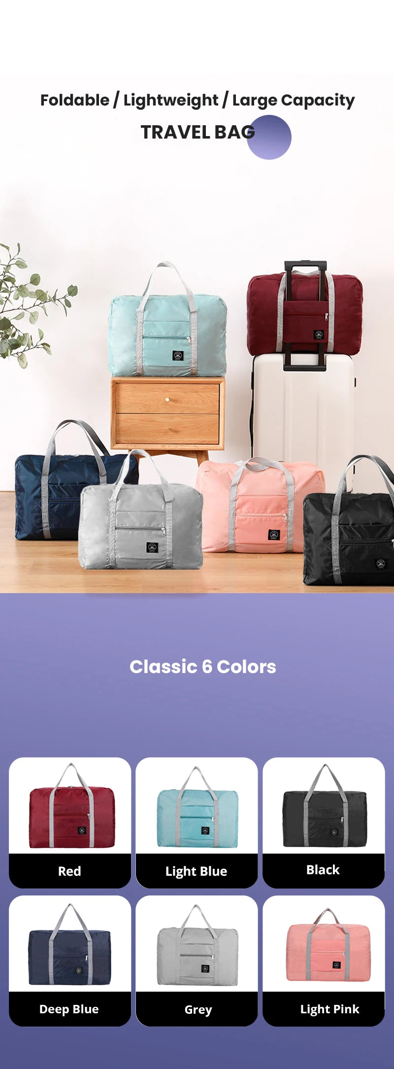 Foldable Travel Duffel Bag Carry On Large Capacity - Smarsty