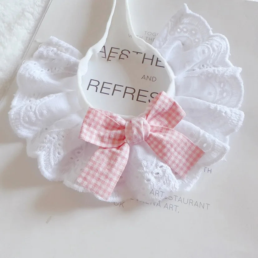 Cute Cat and Dog Tie Pet Drool Towel with Lace - Smarsty