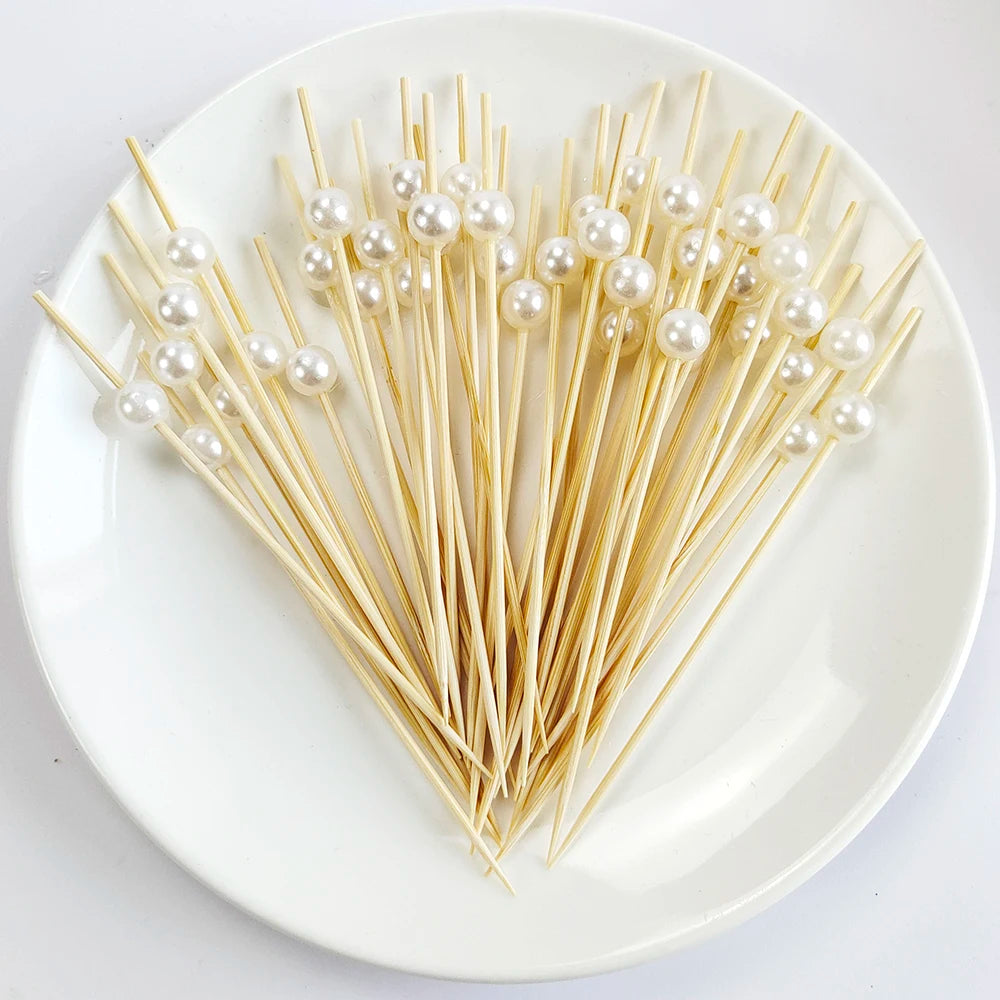 Wedding Pearl Wooden Skewers for Party Snacks - Smarsty