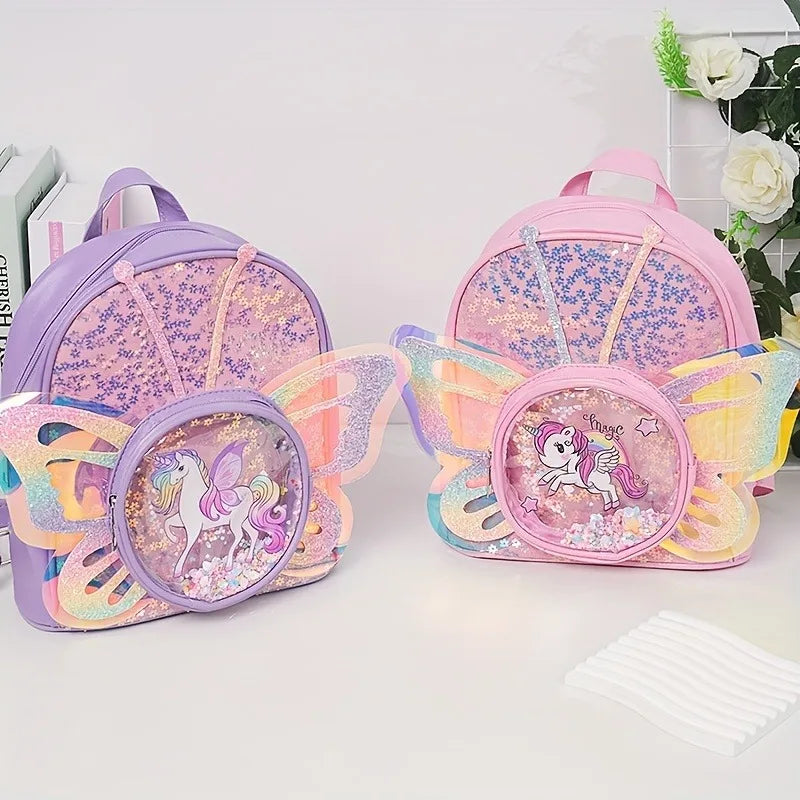Kids Unicorn Backpack With Sequin Wings Waterproof - Smarsty