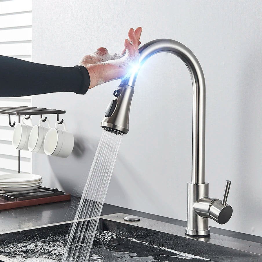 Pull Out Sensor Black Kitchen Faucet With Touch Control - Smarsty