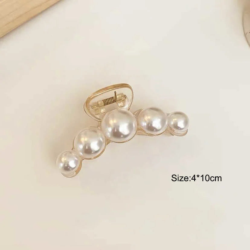 Large Pearl Hair Claw Clip Acrylic Fashion Barrette Stylish - Smarsty