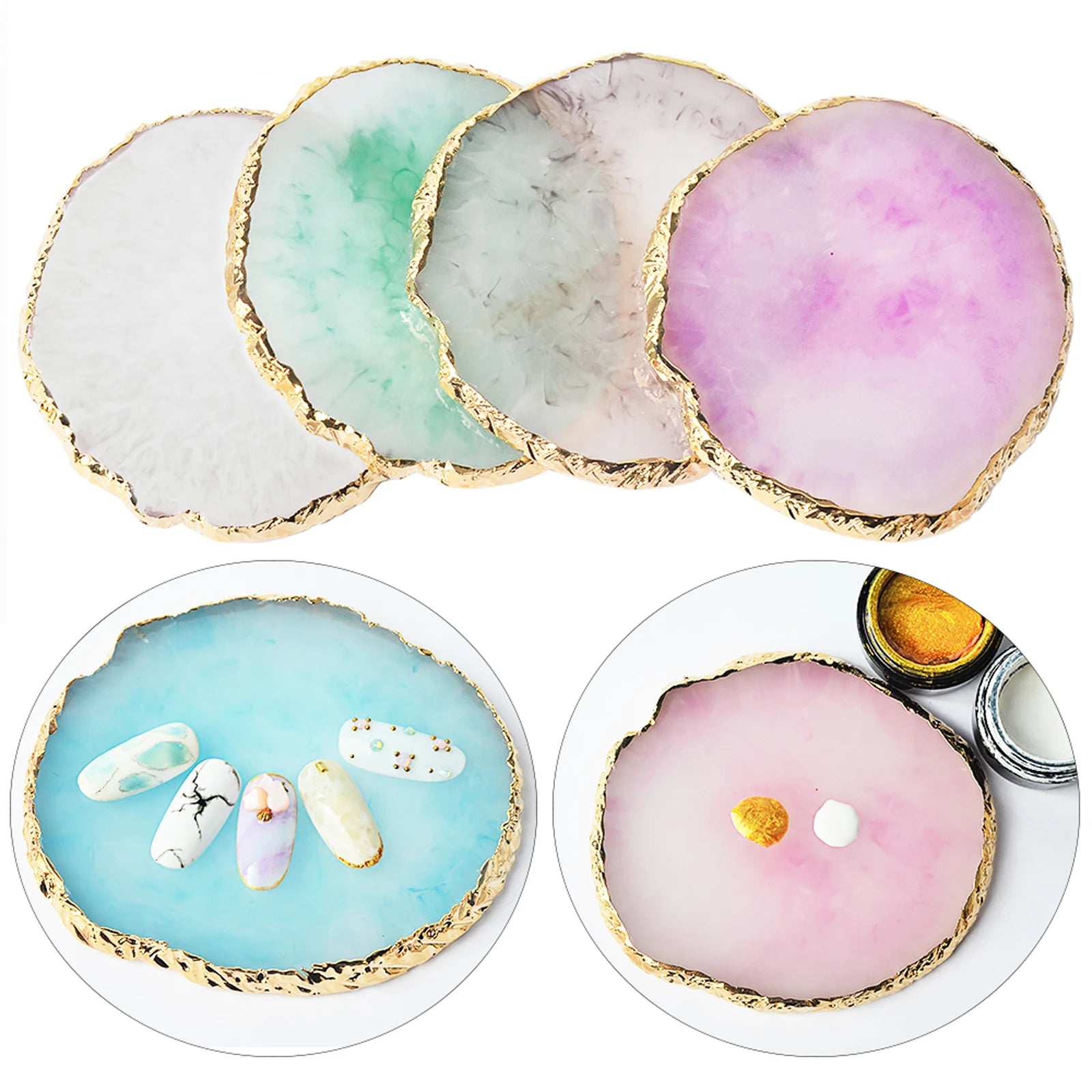 Round Resin Agate Nail Art Palette for Easy Mixing - Smarsty