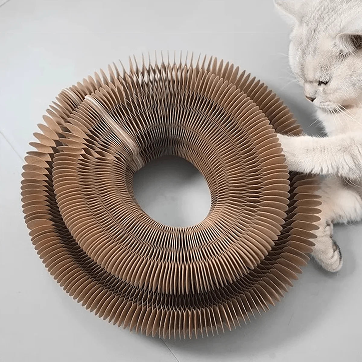 Foldable Cat Scratcher with Bell & Catnip - Multi-Level Cardboard Toy for Kittens, Durable Claw Sharpener - Smarsty