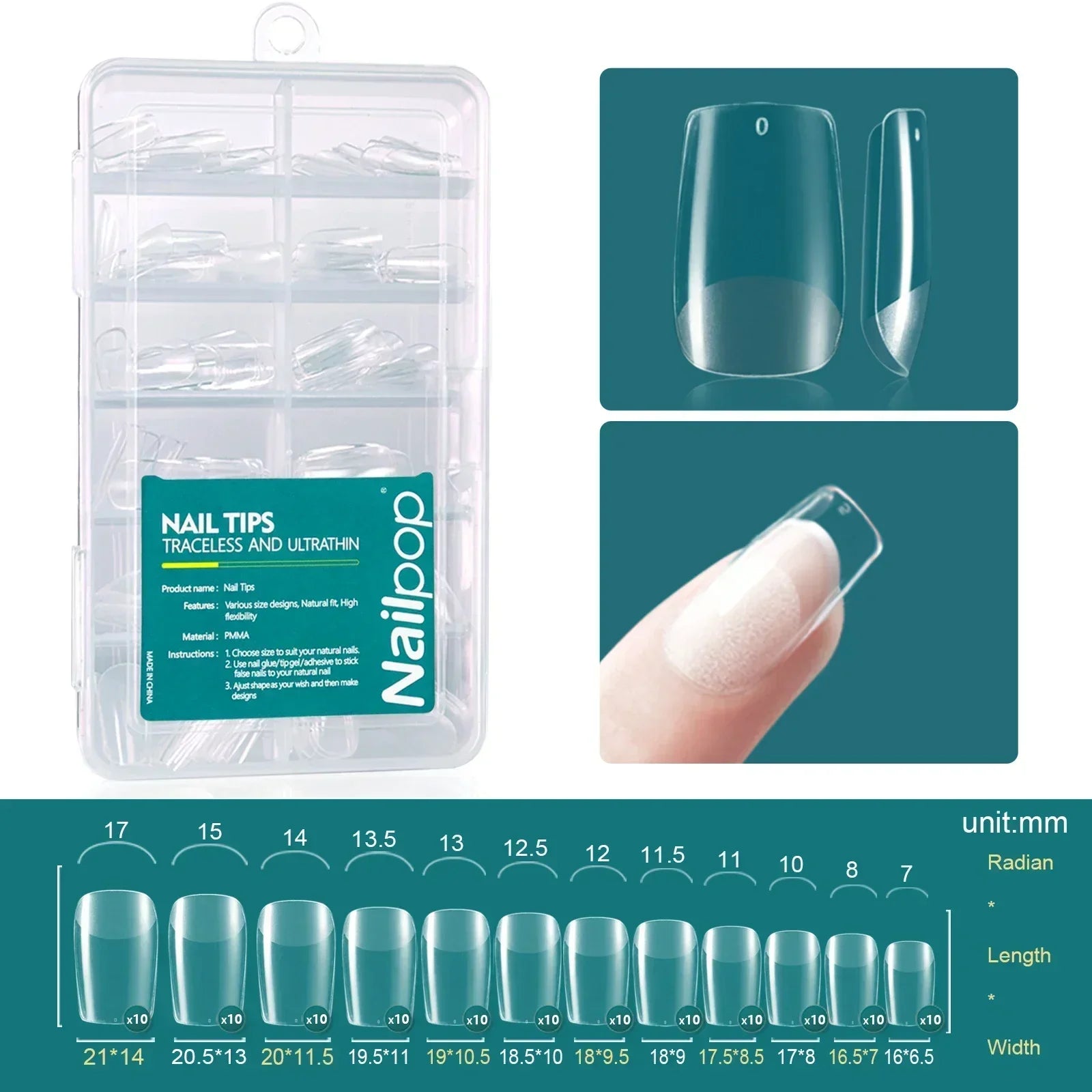 Gel X Nail Tips 120pcs Easy Soak Off Extensions - Smarsty