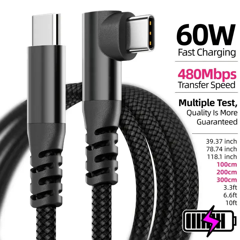 LAIHONEN 1PC USB C Cable 1M 2M 3M 10FT USB C Data Transfer 60W PD Fast Charging Cable for iPhone 15 15Plus 15Pro Max - Smarsty