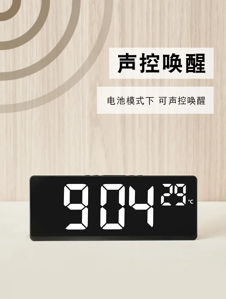 Voice Control LED Alarm Clock with Temperature Display - Smarsty
