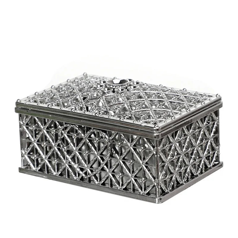 Mini Silver Jewelry Box Set with Flower Design - Smarsty