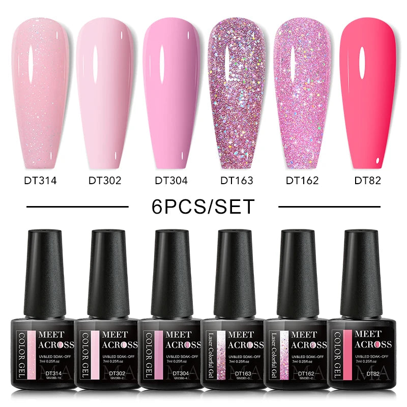 Macaron Series Gel Nail Polish Set with Glitter - Smarsty