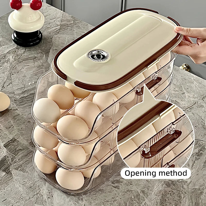 1PCS Home Refrigerator Egg Storage Box Automatic Rolling Eggs Holder Rack Egg Roller Organizer Kitchen Countertop Egg Shelf by Smarsty