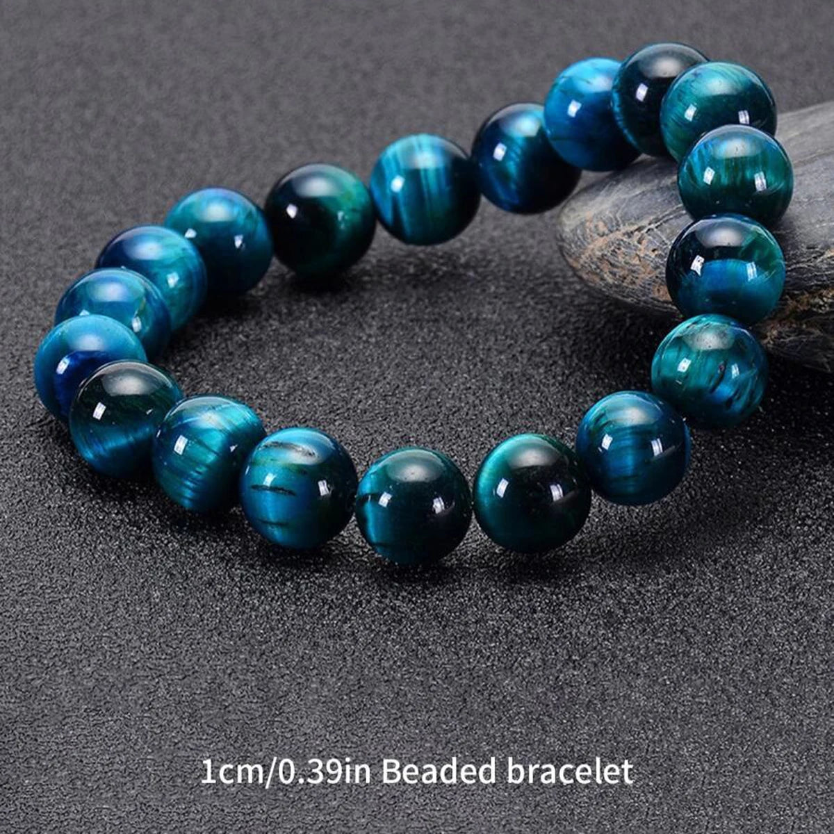 1Pc 6/8/10mm Minimalist Blue Tiger Eye Stone Beaded Bracelet Natural Stone Round Beads Bracelet For Daily Decoration - Smarsty