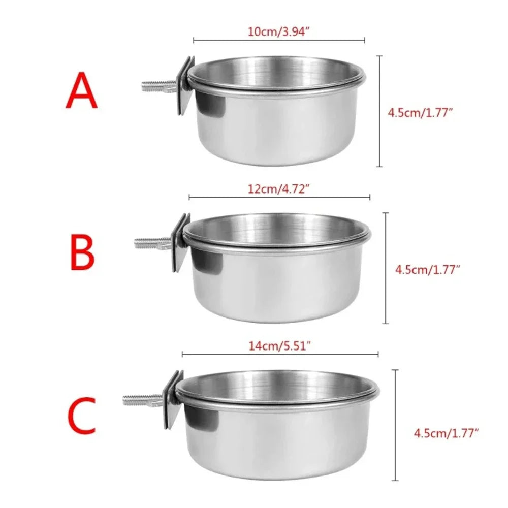 Stainless Steel Bird Feeder Bowl with Clamp Design - Smarsty
