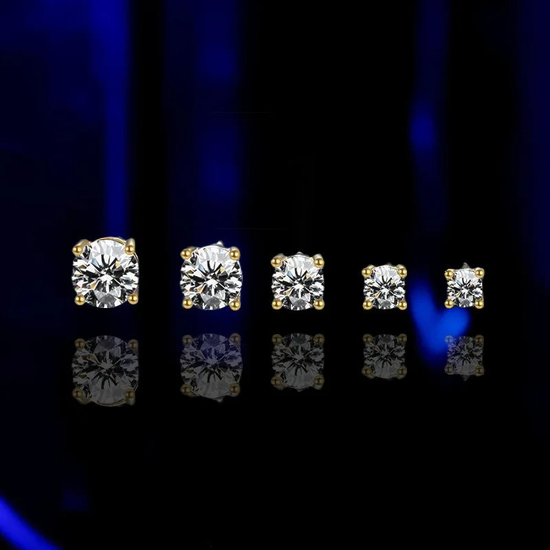 Certified Moissanite Stud Earrings 18K Plated Silver - Smarsty