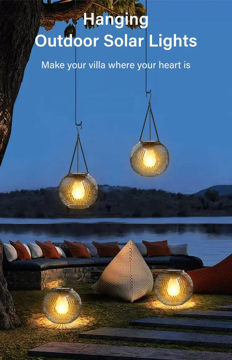 Outdoor Solar Iron Lanterns for Garden Decor - Smarsty