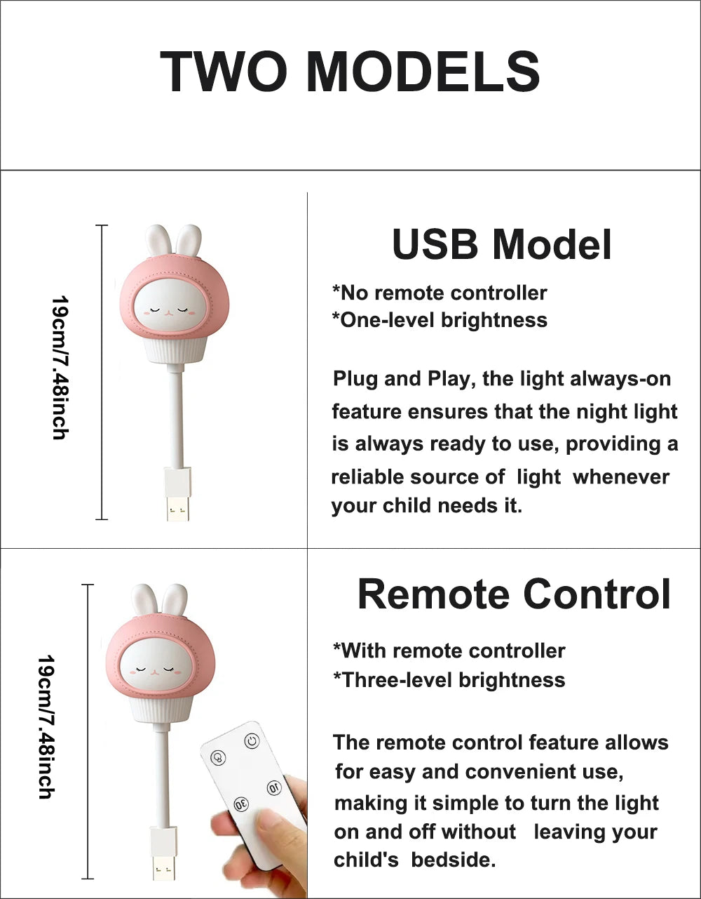 Cute Cartoon LED Night Light with Remote Control for Kids - Smarsty