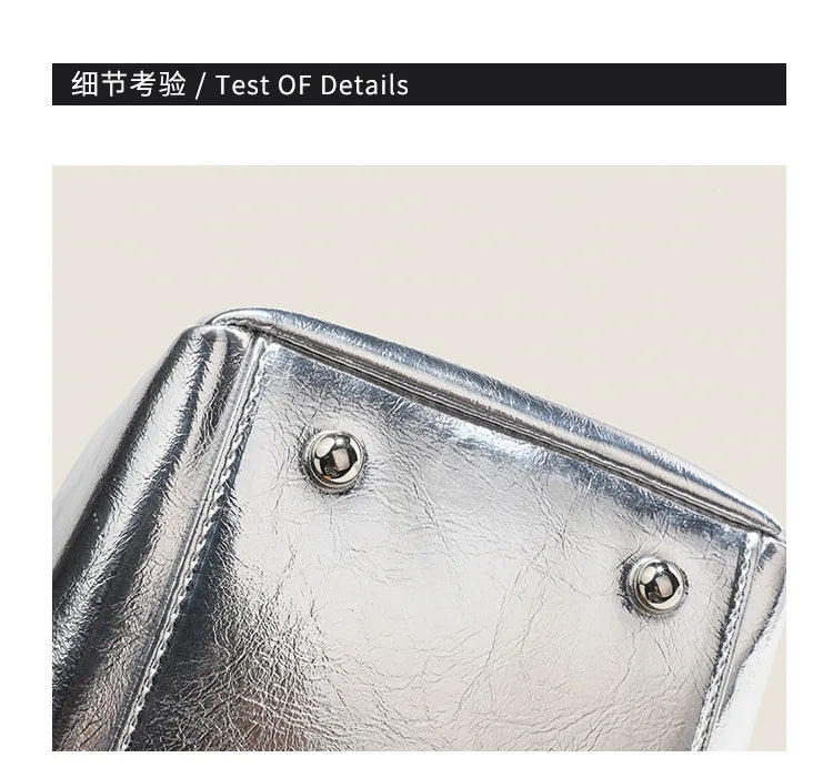 Bucket Bag For Women Silvery Pu Lunch Box Versatile Chic - Smarsty