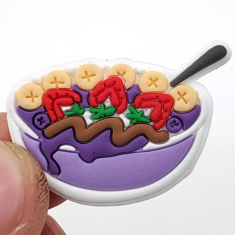 20pcs Food Series Cake Pizza PVC Shoe Charms Accessories Clogs Bubble Slides Sandals Shoe Buckles Decorations Pins Kids Gifts