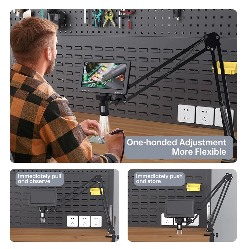 RIEVBCAU Flexible Microscope Arm Stand,Adjustable Metal Bracket Coin Microscope Mount Compatible with DM4 DM7 DM9 MS1 MS3 - Smarsty