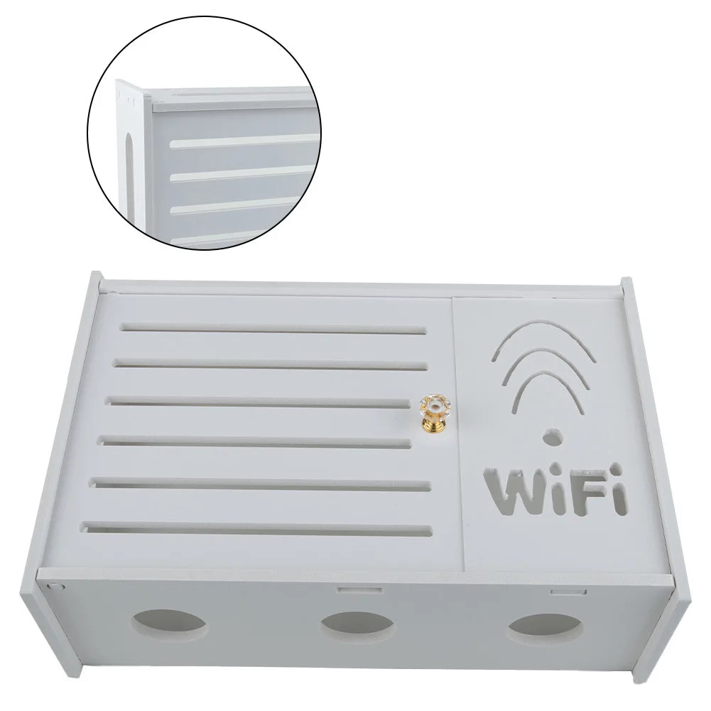 Wall Mounted Wireless Router Rack Living Room Wall-Mounted WiFi Storage Box Wall Decoration Cable Power Bracket Organizer Box by Smarsty