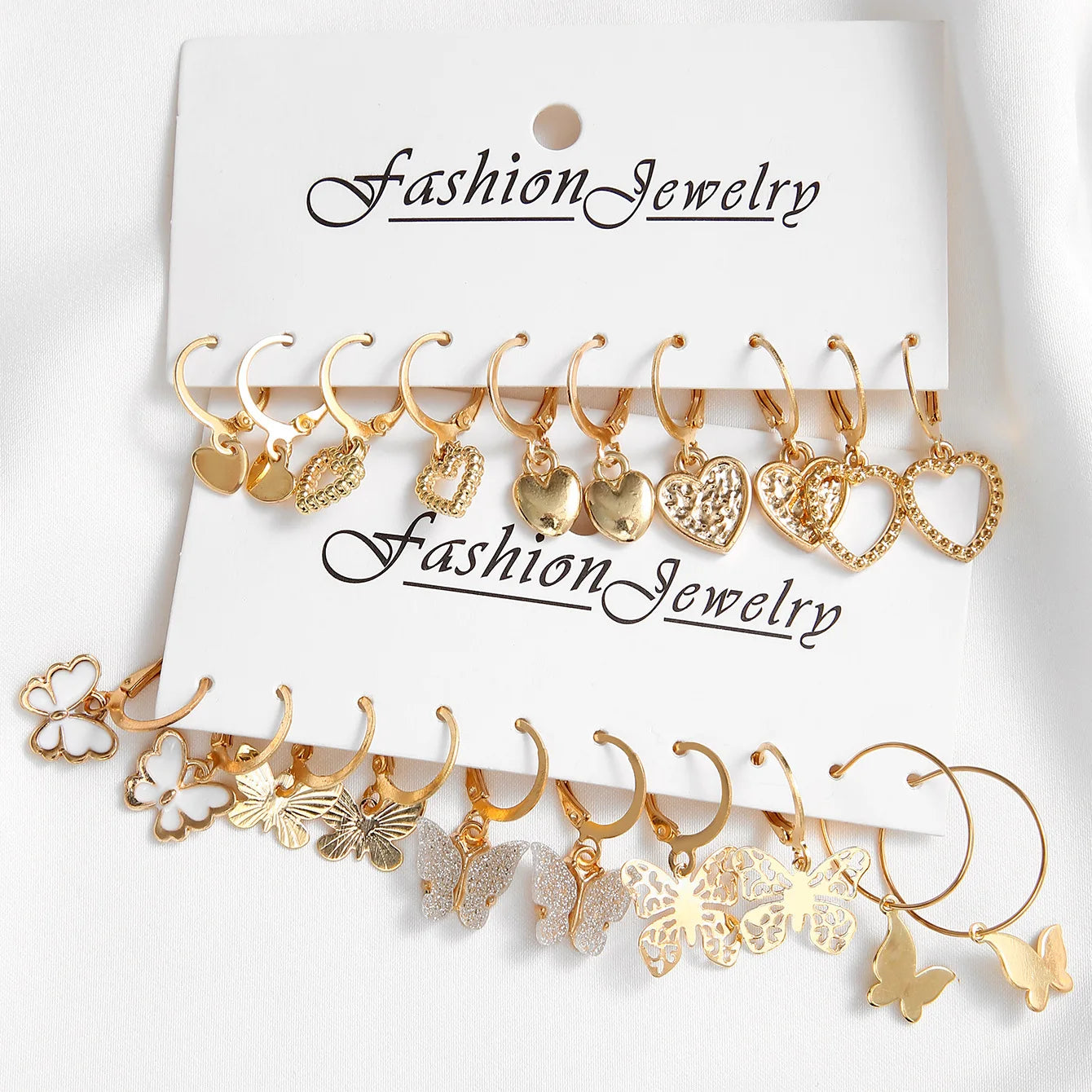 Gold Butterfly Heart Hoop Earrings for Women - Smarsty